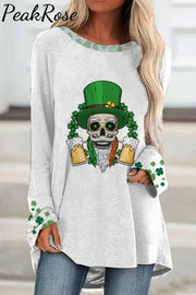 Skull Green Hat Four Leaf Clover Tunic