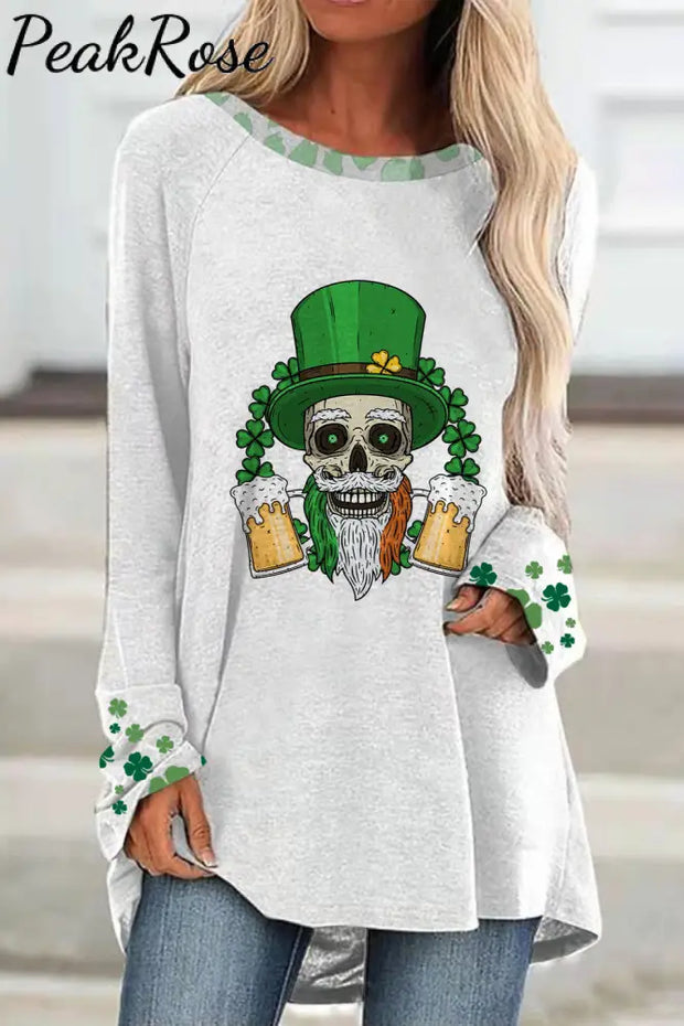 Skull Green Hat Four Leaf Clover Tunic