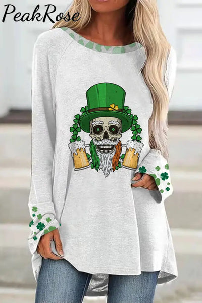 Skull Green Hat Four Leaf Clover Tunic / S