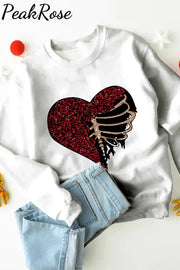 Skull Heart Round Neck Shift Casual Sweatshirt