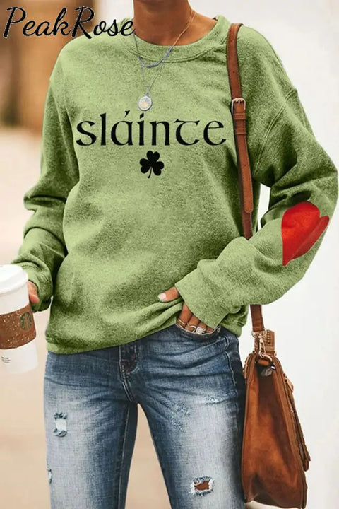 Slainte St. Patrick’s Day Shamrock Print Sweatshirt