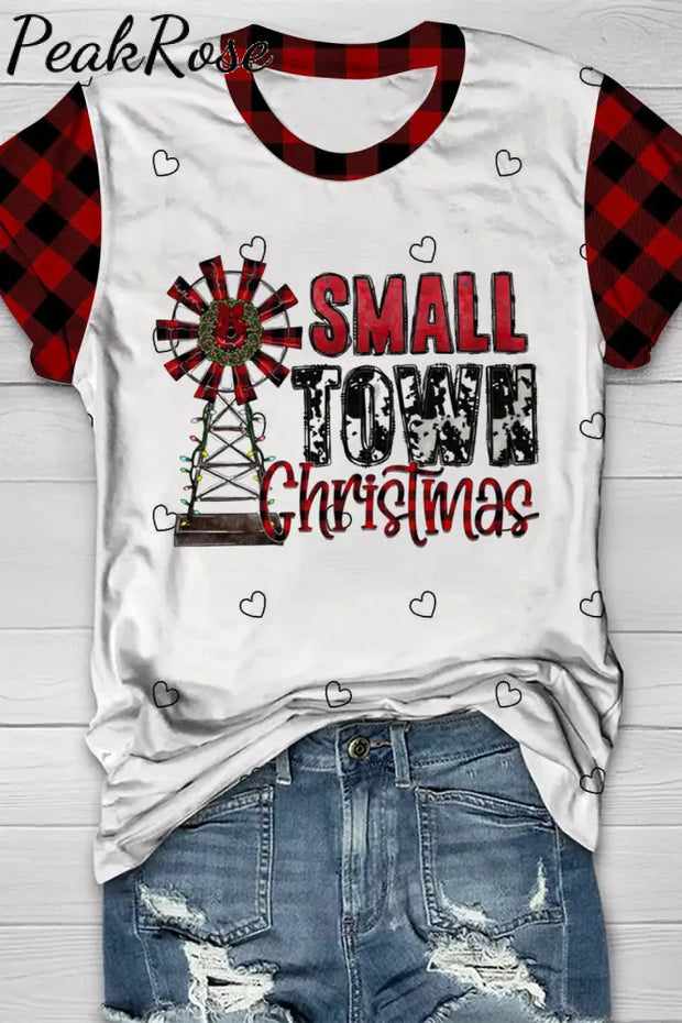 Small Town Christmas Print T-Shirt