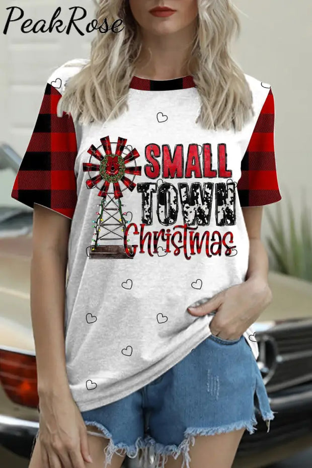 Small Town Christmas Print T-Shirt S / Picture Color