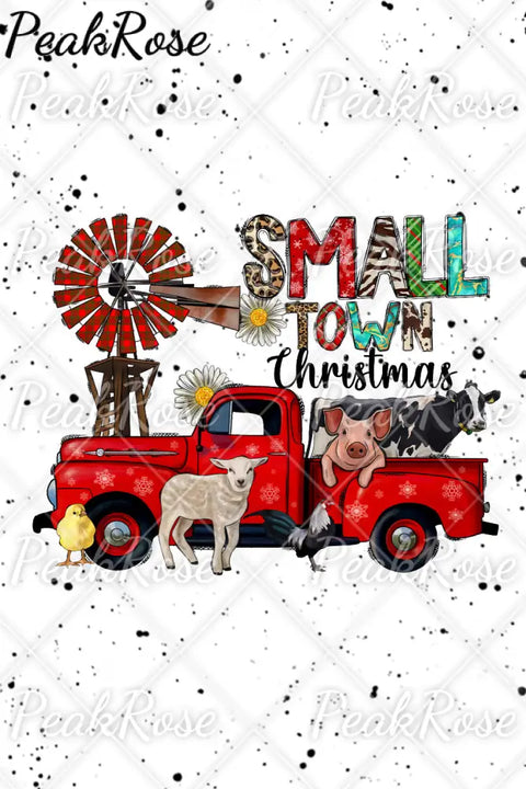 Small Town Christmas Truck Animals Western Plaid Leopard Print Sweatshirt