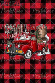 Small Town Christmas Truck Western Plaid Print Denim Jeans