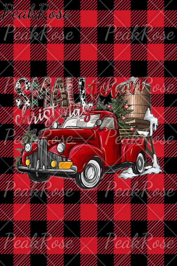 Small Town Christmas Truck Western Plaid Print Denim Jeans