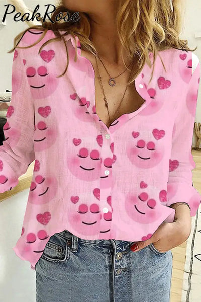 Valentine's Day Smile Face Love Long Sleeve Shirt