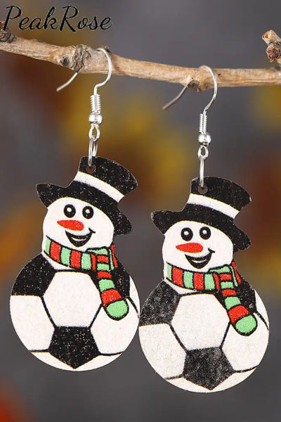 Snowman Footabll Earrings One-Size / Picture Color