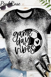 Soccer Ball Game Day Vibes Round Neck Short Sleeve T-Shirt