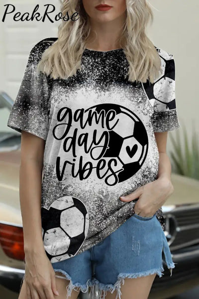 Soccer Ball Game Day Vibes Round Neck T-Shirt T-Shirt