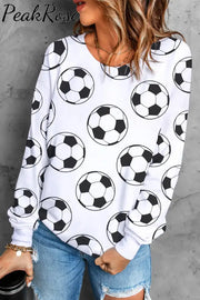 Soccer Ball Print Sweatshirt S / White