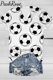 Soccer Ball Print V-Neck T-Shirt T-Shirt