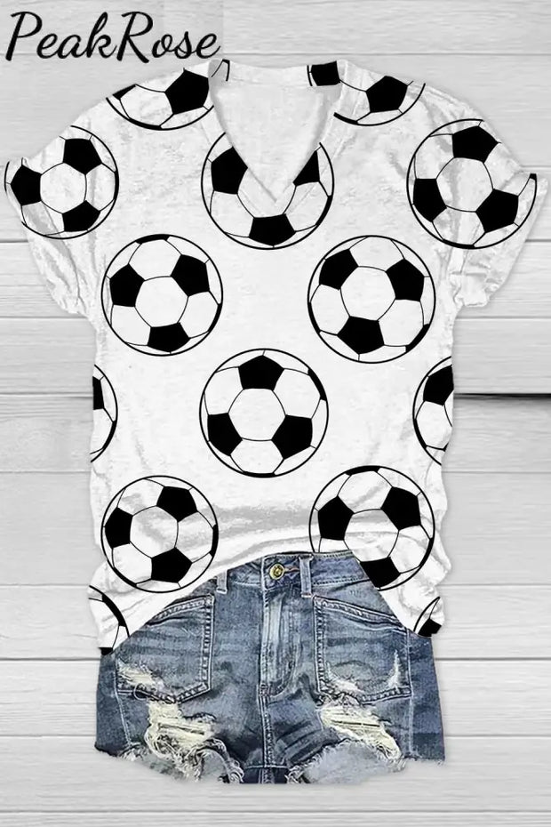 Soccer Ball Print V-Neck T-Shirt T-Shirt