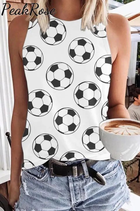 Soccer Ball Tank Top S / White