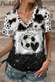 Soccer Day My Heart Is On That Field Print V-Neck T-Shirt T-Shirt