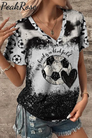 Soccer Day My Heart Is On That Field Print V-Neck T-Shirt T-Shirt