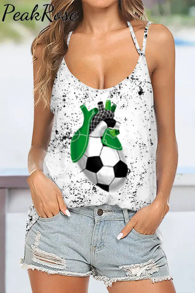 Soccer Heart Print Halter Top Tops