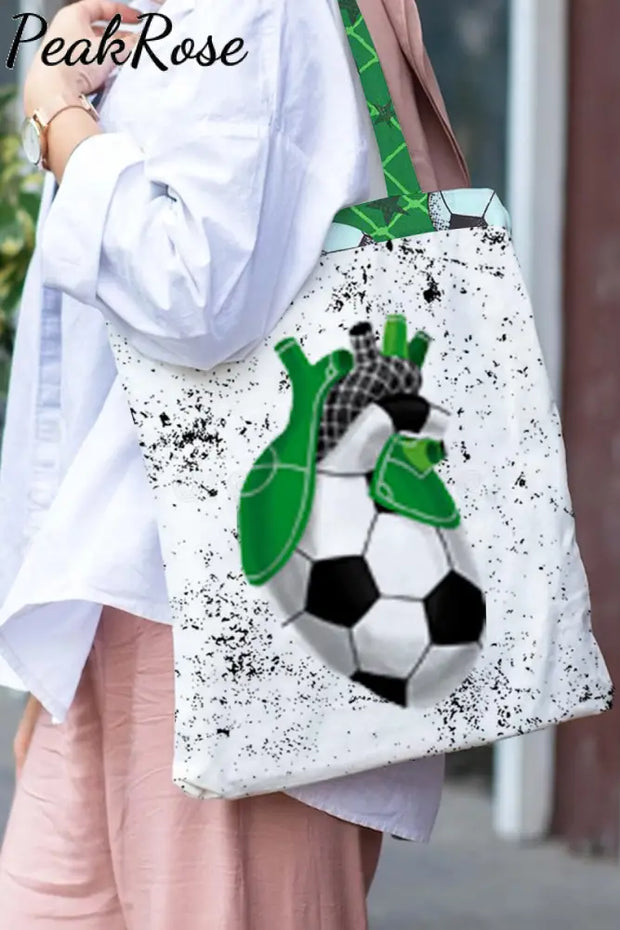 Soccer Heart Print Tote Bag