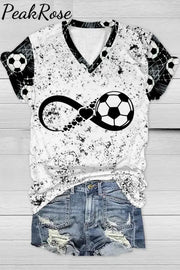 Soccer Heart Print V Neck T-Shirt T-Shirt