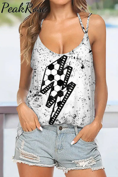 Soccer Lightening Print Halter Top Tops