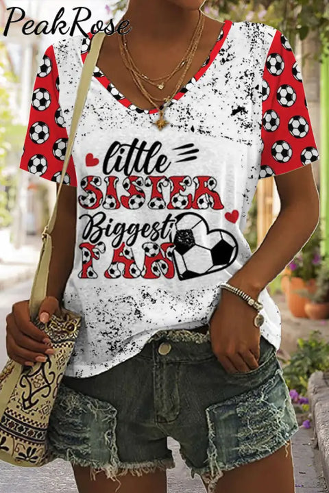 Soccer Mama Print Tie-Dye V Neck T-Shirt T-Shirt