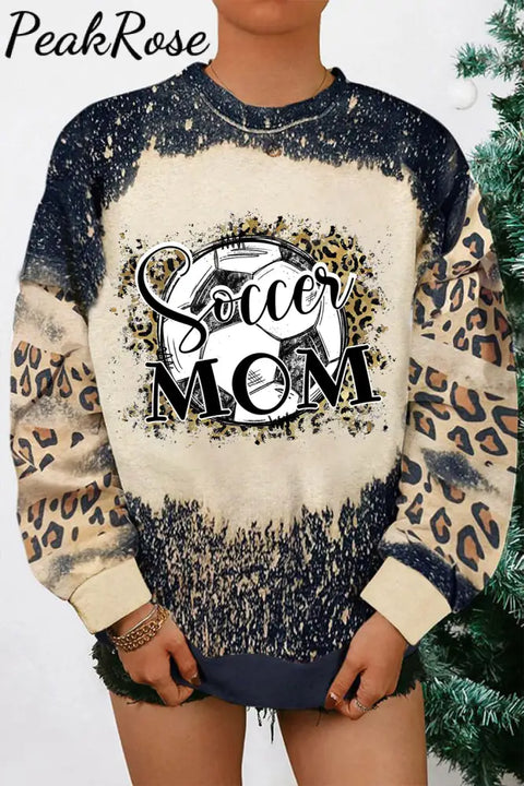 Soccer Mom Ball Leopard Bleached Print Sweatshirt