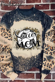 Soccer Mom Ball Leopard Bleached Print Sweatshirt