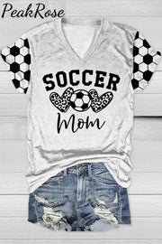 Soccer Mom Heart Plaid Print V-Neck T-Shirt T-Shirt