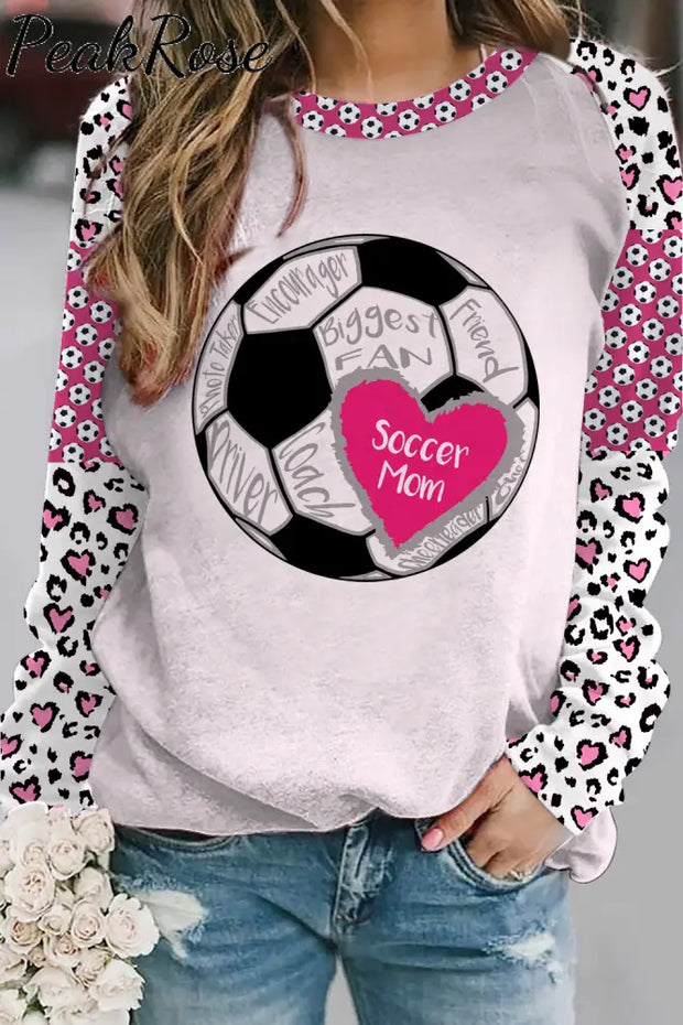 Soccer Mom In Heart Print Sweatshirt S / Photo Color