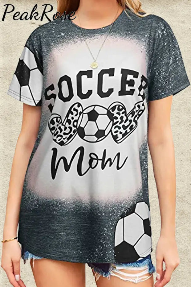 Soccer Mom Leopard Heart Bleached Print T-Shirt T-Shirt