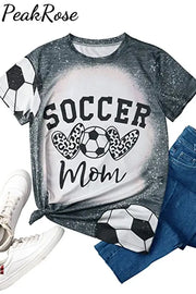 Soccer Mom Leopard Heart Bleached Print T-Shirt T-Shirt