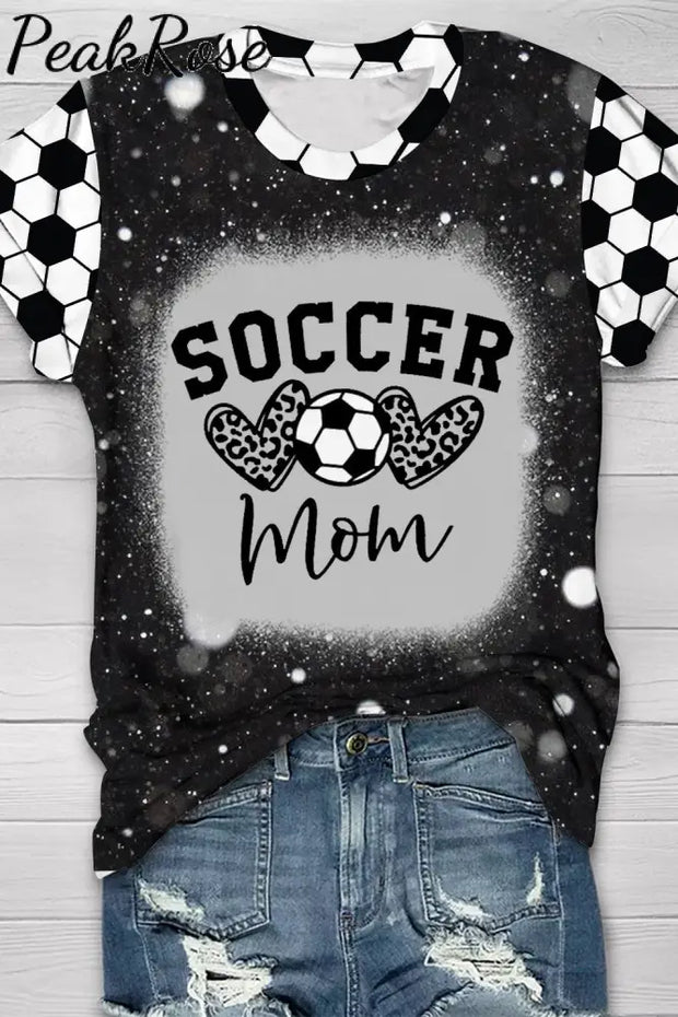 Soccer Mom Leopard Heart Print Bleached T-Shirt T-Shirt