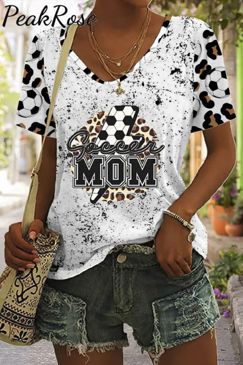 Soccer Mom Lightening Printed Tie-Dye V Neck T-Shirt T-Shirt