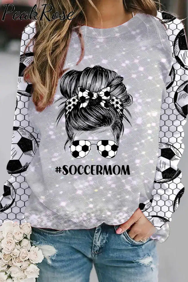 Soccer Mom Mesh Print Sweatshirt S / Grey