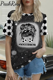 Soccer Mom Messy Bun Print Bleached T-Shirt T-Shirt