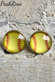 Softball Sports Style Epoxy Glass Vintage Earrings