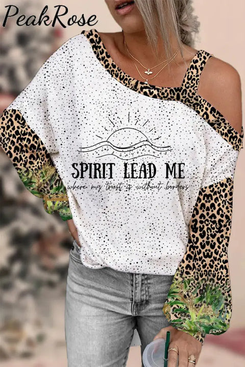 Spirit Lead Me Christian Leopard Print Off-Shoulder Blouse