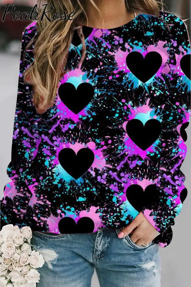 Splash-Ink Love Heart Black Sweatshirt