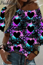 Splash-Ink Love Heart Black T-Shirt S /