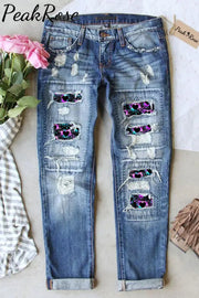 Splash-Ink Love Heart Ripped Denim Jeans