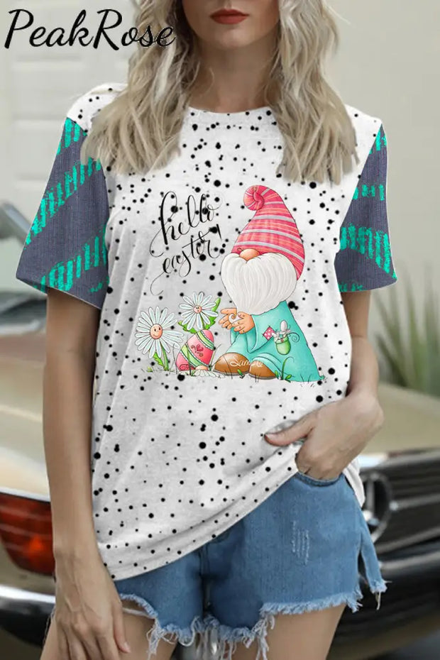 Spotted Shading Elf Egg Flower O Neck T-Shirt