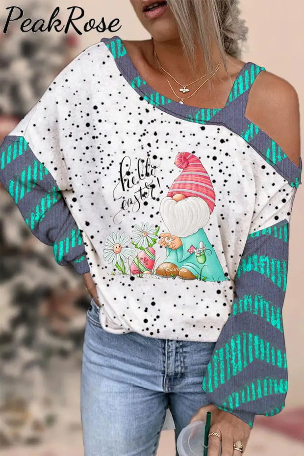 Spotted Shading Elf Egg Flower Off Shoulder Blouse