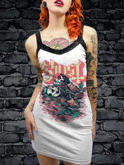 Women's Sexy Gothic Art Illustration Printed Cotton Slim Fit Suspender Dress