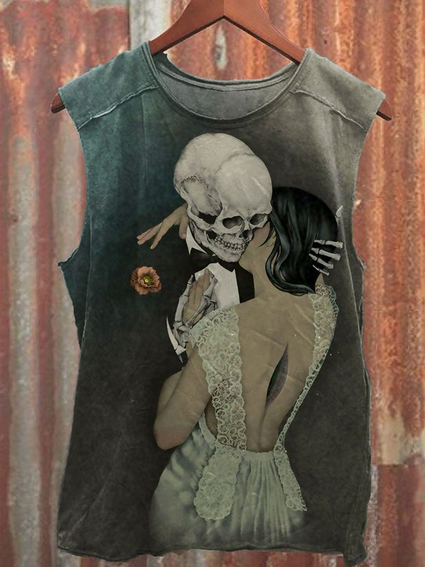 Unisex Gothic Dark Lover Art Illustration Printed Casual Cotton Tank Top