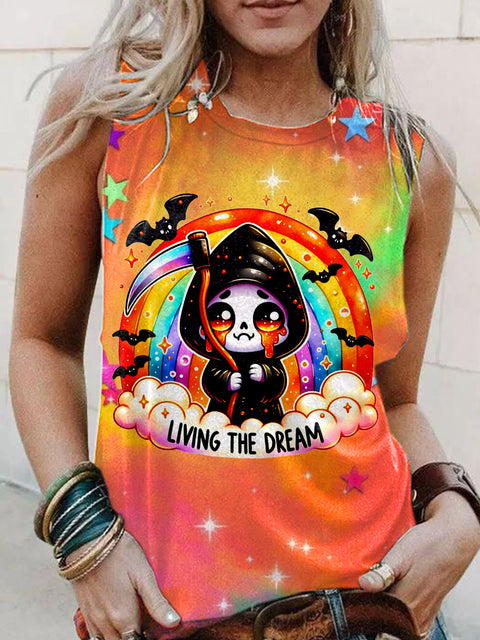 Women's Halloween Spooky Art Illustration Print Casual Tank Top