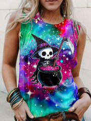 Women's Halloween Spooky Art Illustration Print Casual Tank Top