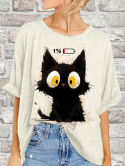 Women's Cute Cat Printed Casual Short Sleeve T-Shirt