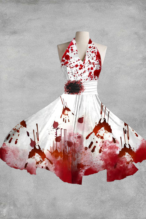 Women's Halloween Horror Print Sleeveless Dress