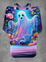 Women's Halloween Ghost Print Casual Two-Piece Top