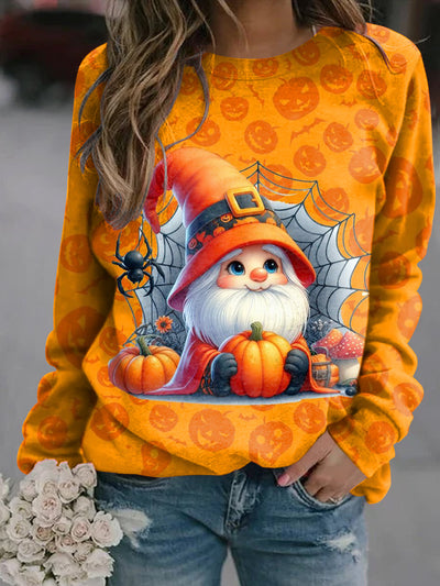 Women Cute Cartoon Halloween Art Illustration Printed Casual Sweatshirt